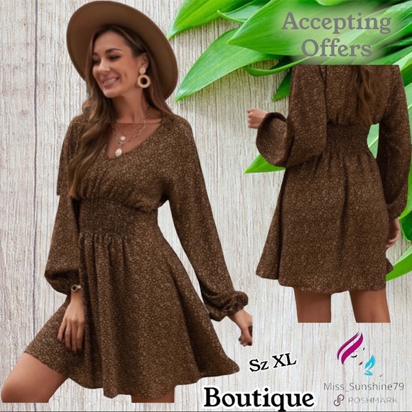 Dresses & Skirts - Boutique - boho western country flowy DRESS ballon sleeves elastic waist